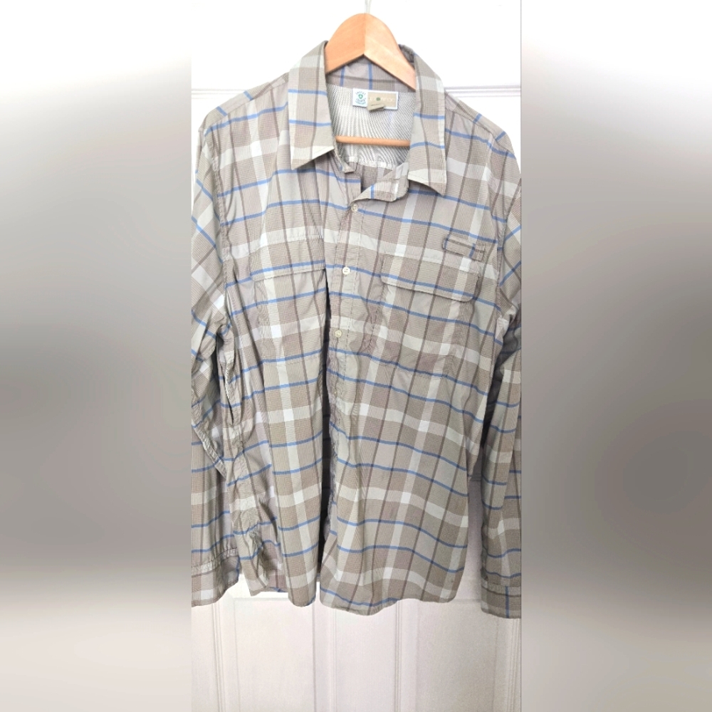 EXOFFICO Insect Shield Plaid Mens Fishing  Button-Up Long Sleeve Shirt XL